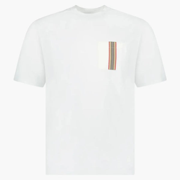 T-shirt in cotone tasca da tasca a strisce Burberry Bianco