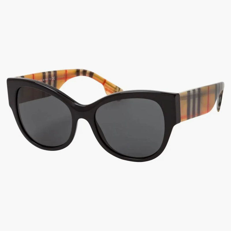 Burberry Occhiali da sole Farma farfalla Black Beige Vintage Controllo (40806111)