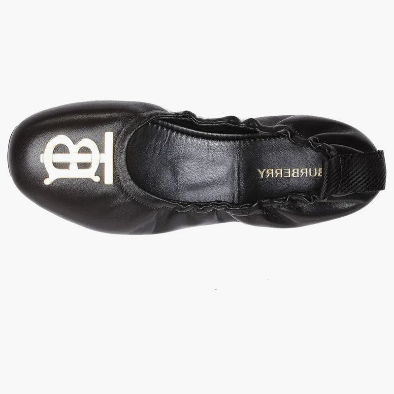 Burberry Tb Logo Plaque Ballerina Flat Black (women's)