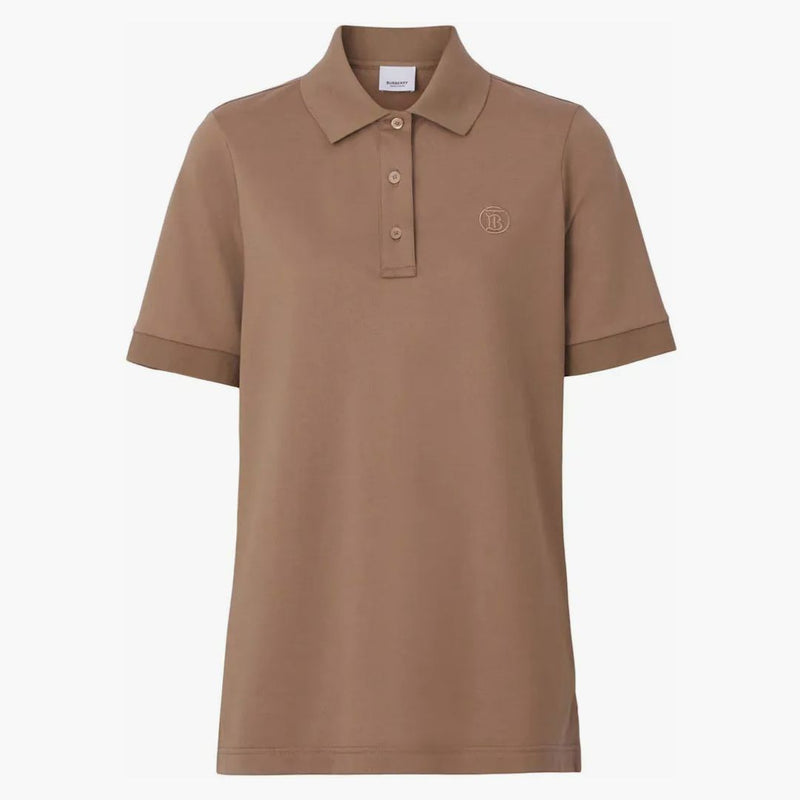 Burberry TB Monogram-Embroidered Polo Shirt Brown