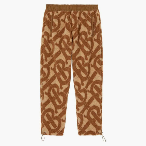Burberry Tb Monogram Fleece Jacquard Trousers Soft Fawn