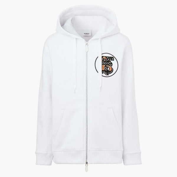Monogram monogramu burberry tb motiv na zip mikina bílá