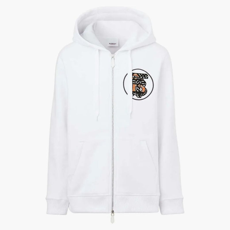Monogram monogramu burberry tb motiv na zip mikina bílá