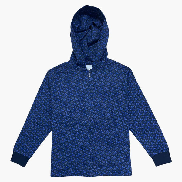 Burberry TB Monogram Print Zip-Up Hoodie Deep Royal Blue