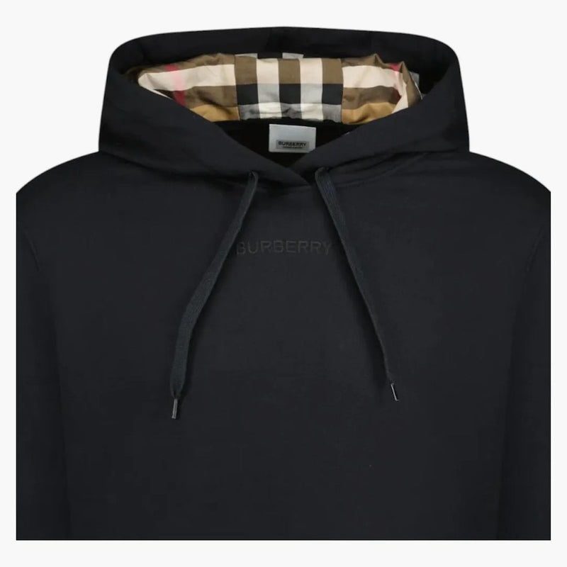 Burberry Talley Embroidery Logo Check Hooded Sweatshirt (Women's) Black