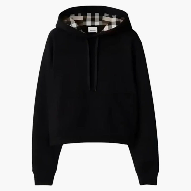 Burberry Talley Embroidery Logo Check Hooded Sweatshirt (Women's) Black