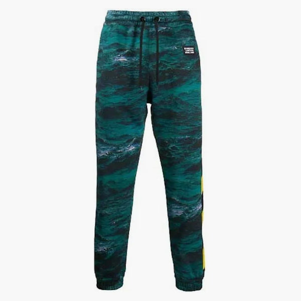 Burberry Tape Detail Sea Print Trackpants Green