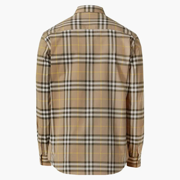Burberry Tartan Motorif Cotton Shirt Beige
