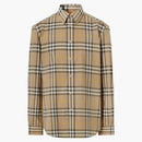 Burberry Tartan Motif Camisa de algodón Beige