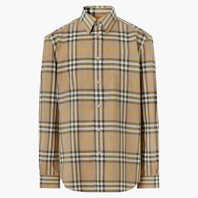 Burberry tartan motiv bomullskjorta beige