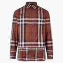 Burberry Tartan Motif Cotton Shirt Brown