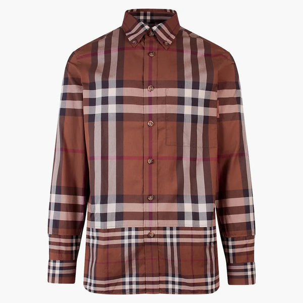Burberry Tartan Motorf Cotton Shirt Brown