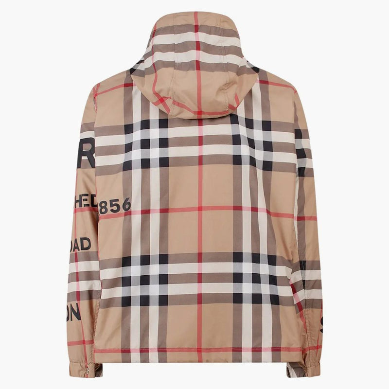 Burberry Tartan Motif Nylon Jacket Beige