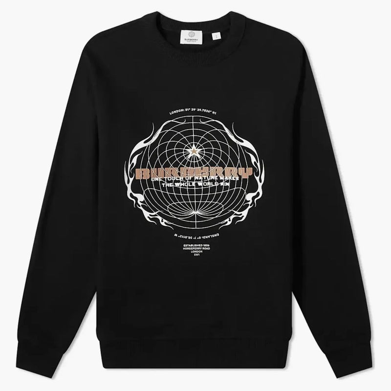 Mikina s logem Burberry Taviton Globe černá