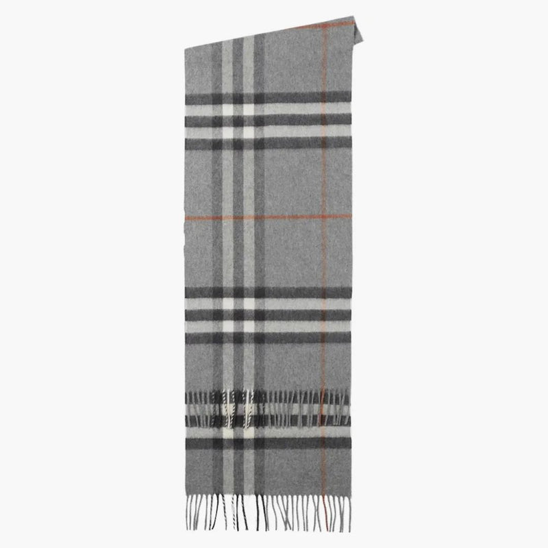 Burberry the Classic Check Cashmere Scarf Gray
