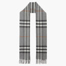 Burberry the Classic Check Cashmere Scarf Gray