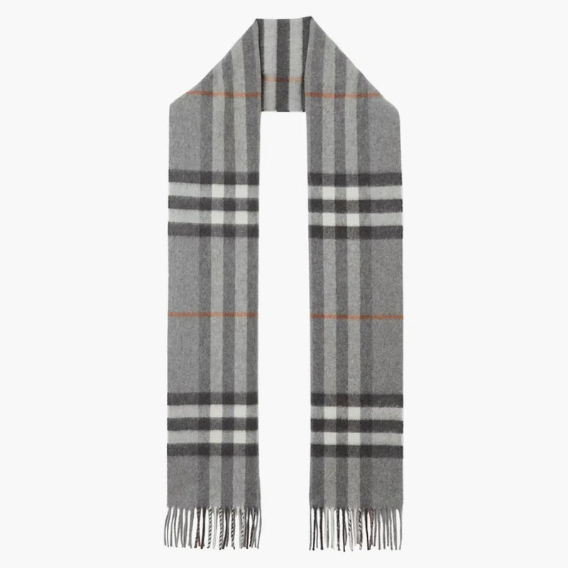 Burberry the Classic Check Cashmere Scarf Gray