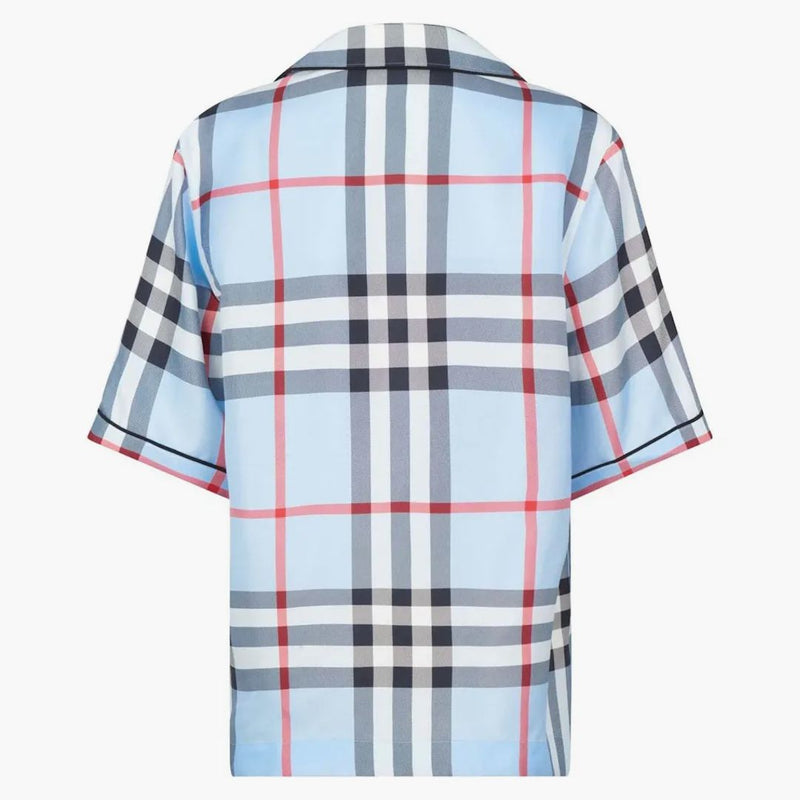 Burberry Terney Silk Shirt Pale Blue IP Check