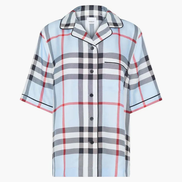 Burberry Terney Silk Shirt bledě modrá IP kontrola