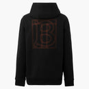 Burberry Topstitched Monogram Motif Cotton Oversized Hoodie Black