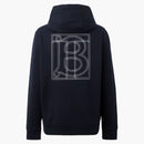 Burberry Topstitched Monogram Motif Cotton Oversized Hoodie Coal Blue
