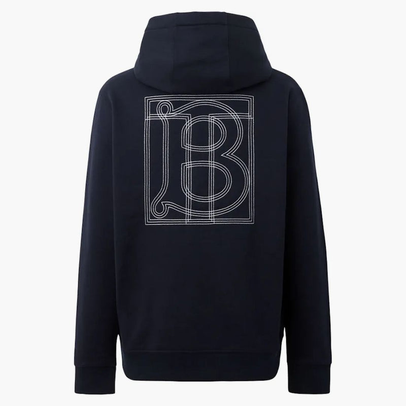 Burberry TopStitched Monogram Motiv Bomullsöverdimensionerad hoodie kolblå