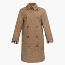 Burberry Tything Diamond Quilted Long Jacket Beige