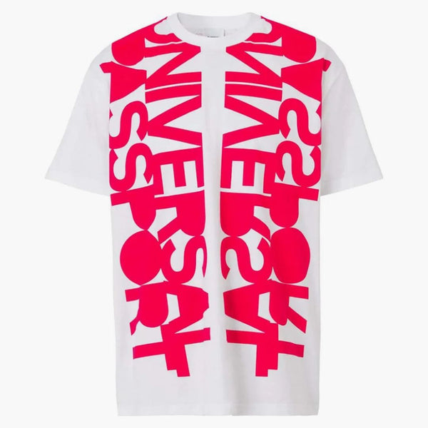 T-shirt di cotone del passaporto universale Burberry bianco/rosso