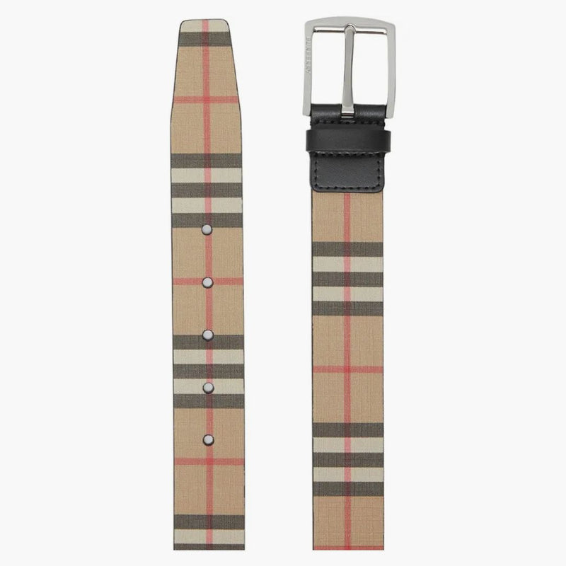Burberry Vintage Check And Leather Belt Archive Beige/black