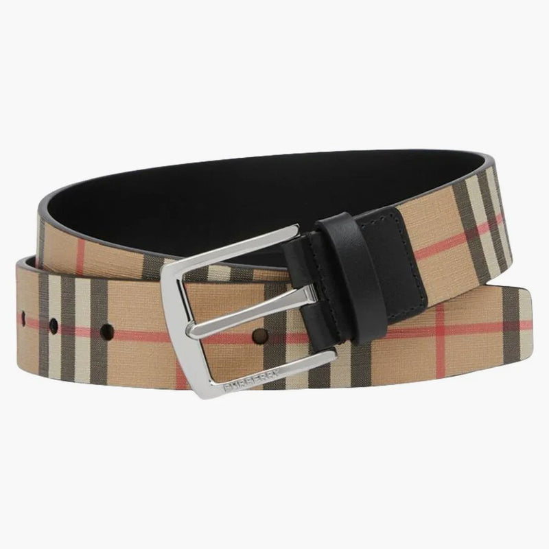 Burberry Vintage Check And Leather Belt Archive Beige/black