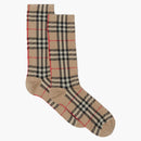 Burberry Vintage Check Intarsia Cotton Cashmere Blend Socks Archive Beige