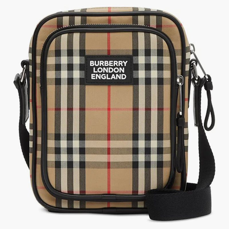 Burberry vintage check messenger väska arkiv beige/svart