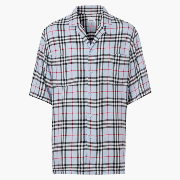 Burberry Vintage Controlla camicia a maniche corte blu pallido