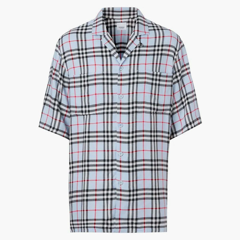 Burberry vintage check kort ärmskjorta blekblå