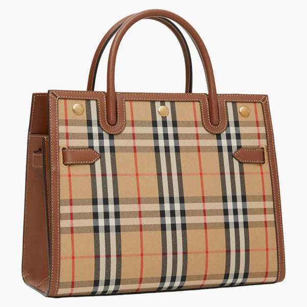 Burberry Vintage Check Two-Handtag Title Bag Mini Archive Beige