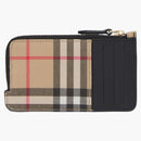 Burberry Vintage Check Zip-Around Card Holder Beige/Multi