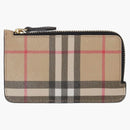 Burberry Vintage Check Zip-Around Card Holder Beige/Multi