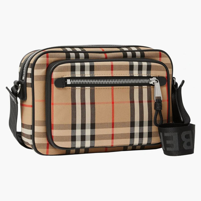 Burberry vintage check och läder crossbody väska arkiv beige