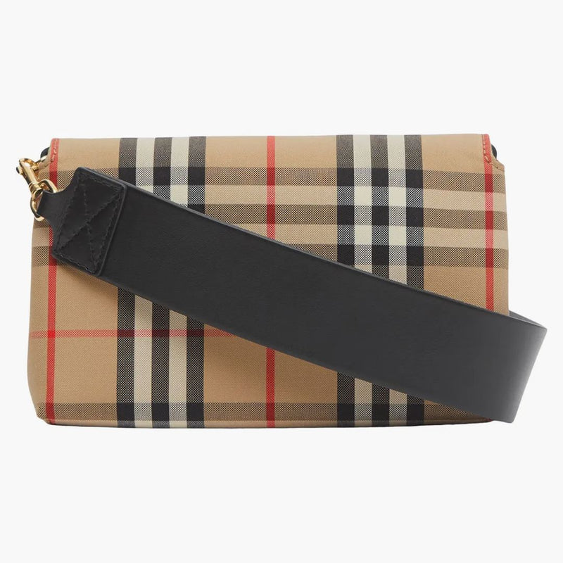 Kontrola burberry vintage a kožená taška Crossbody Malý archiv béžové/černé