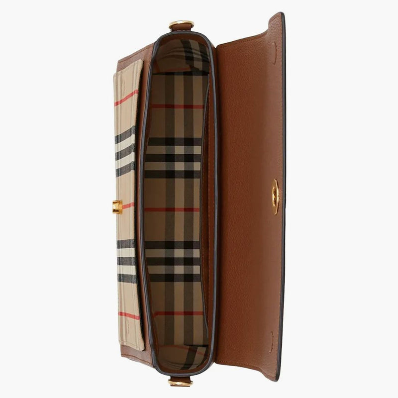 Burberry vintage check och lädernoter crossbody väska solbränna