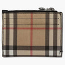 Burberry Vintage Check and Leather Zip Card Case 6 Slot Black