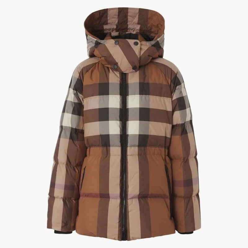 Burberry Vintage Check-Print with Detachable Hood Buffer Jacket Brown
