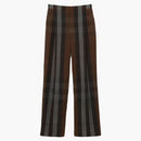 BURBERRY Široká noha kontrolujte kalhoty šedé/hnědé