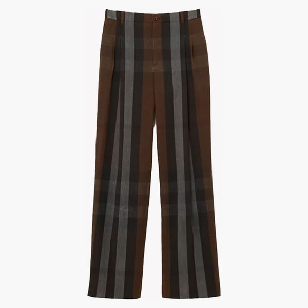 Burberry Wide Leg Check Trousers Grey/brown