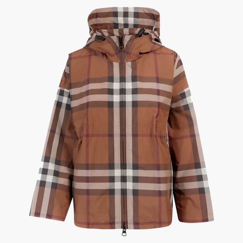 Burberry Woman Traditional Check Motif Nylon Jacket Brown
