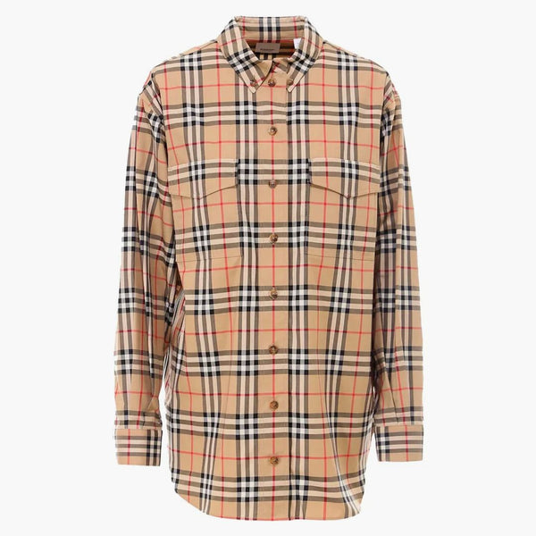 Burberry Woman tradizionale che controlla camicia beige
