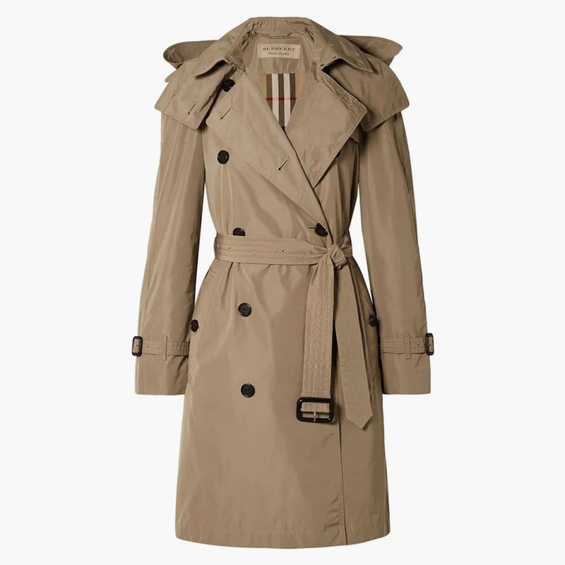 Burberry Women's Amberford Hooded Shell Trench Coat Beige