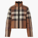 Burberry Women's Check Cropped Buffer Jacket Dark Birch Brown