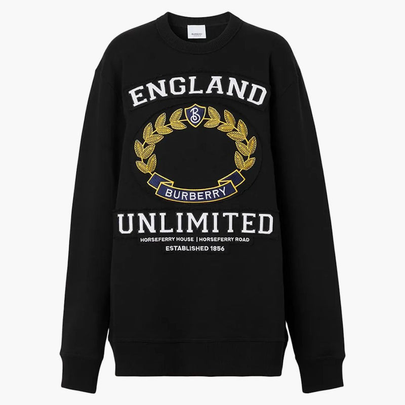 Burberry Women's College Graphic Cotton Oversized Sweatshirt Black/White/Yellow