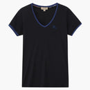 Burberry Women's Embroidered Monogram Ekd V Neck T-Shirt Black/Navy
